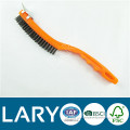 (7467) yellow bent plastic handle steel wire cleaning brush